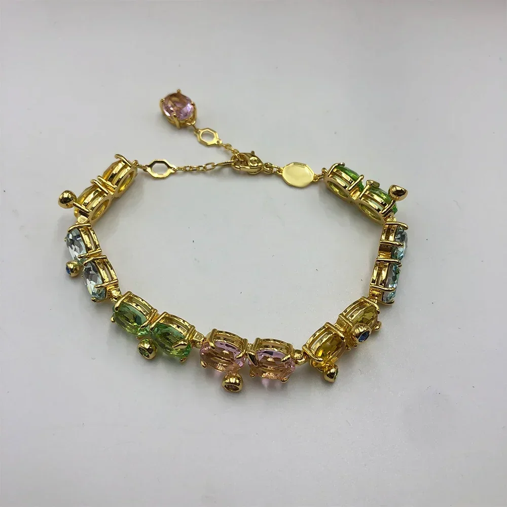 

2025 European new Gema tennis mixed cut color crystal high-end bracelet niche gift