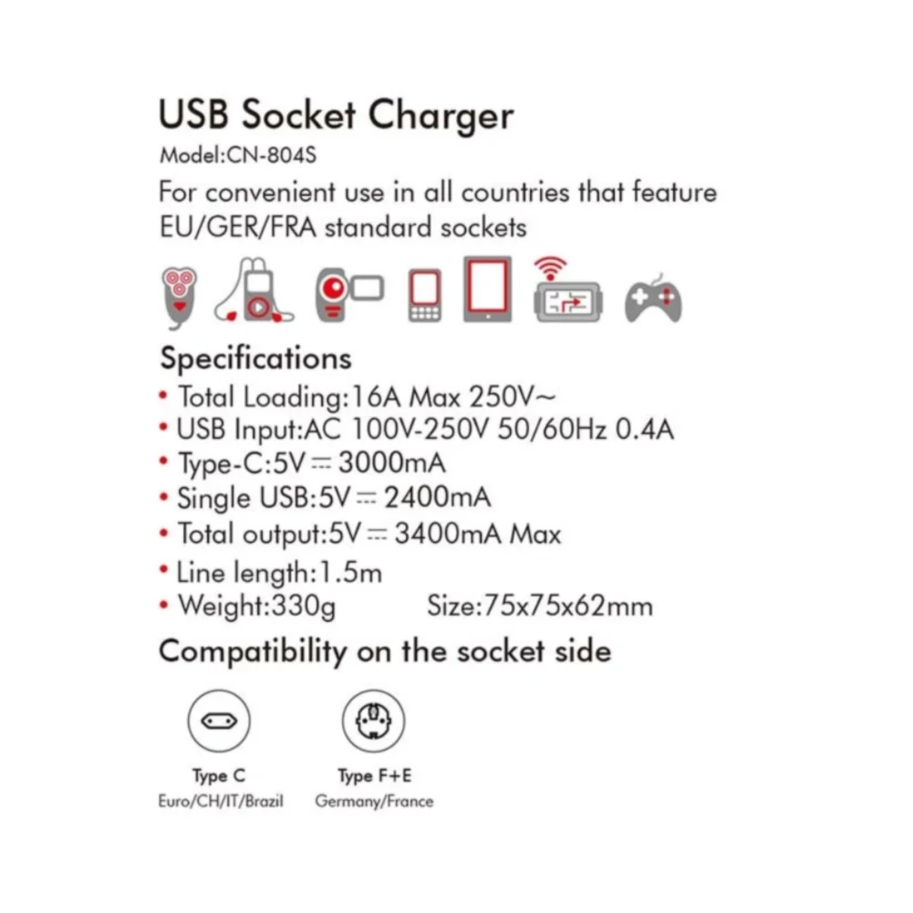 

USB-розетка 7 в 1, проводной переключатель для домашнего офиса, путешествий, быстрая зарядка с множественной защитой безопасности