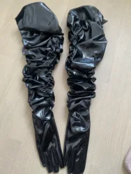 Women's Elegant Patent PU Leather Long Glove Female Spring Autumn Winter Driving Photograph Performance Party Glove 100cm