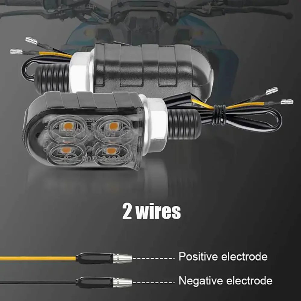 2/4Pcs Motorcycle Mini 4 LED Turn Signal Lights Amber Flowing directional Signal lamp Flashing Rear Tail Brake Flasher Light
