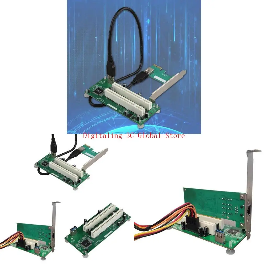 

PCIE to PCI Adapter Card PCIe to Double Pci Slot Expansion Card USB Add on Cards for Servers Desktops USB Support