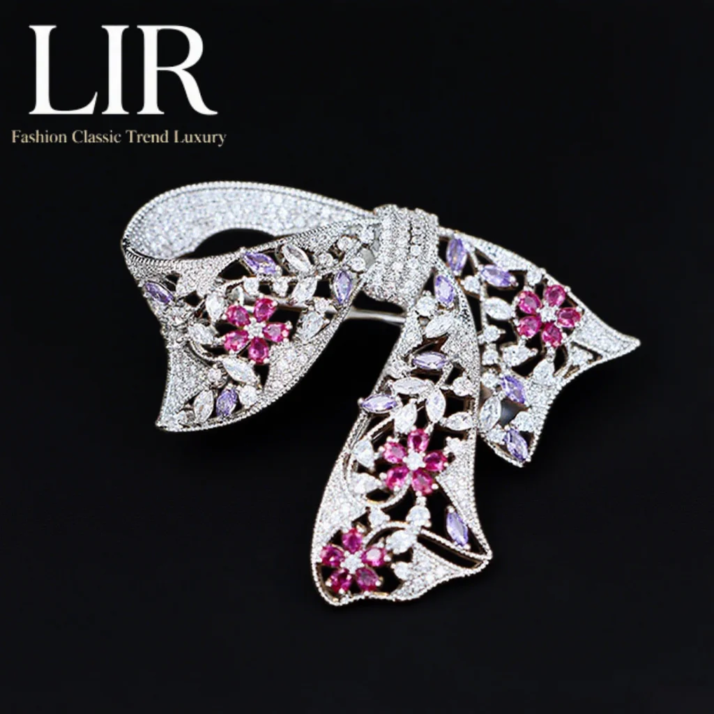 

Женская брошь с полым бантом LIR: циркон AAA и инкрустация драгоценными камнями, элитный вариант, лучший подарок для нее, модные украшения