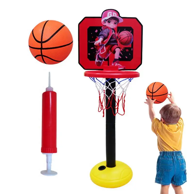 

Floor Basketball Hoop Indoor Parent-child Fun Basketball Goal Net Adjustable Height 19.6-44inch Basketball Playing Hoop