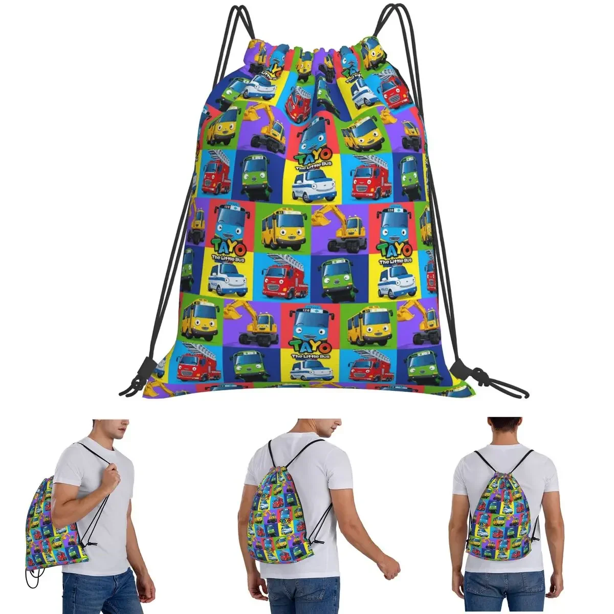 

Рюкзаки с героями мультфильмов Tayo The Little Bus, модные портативные сумки на шнурке, сумка для обуви, сумки для книг для путешествий, школы