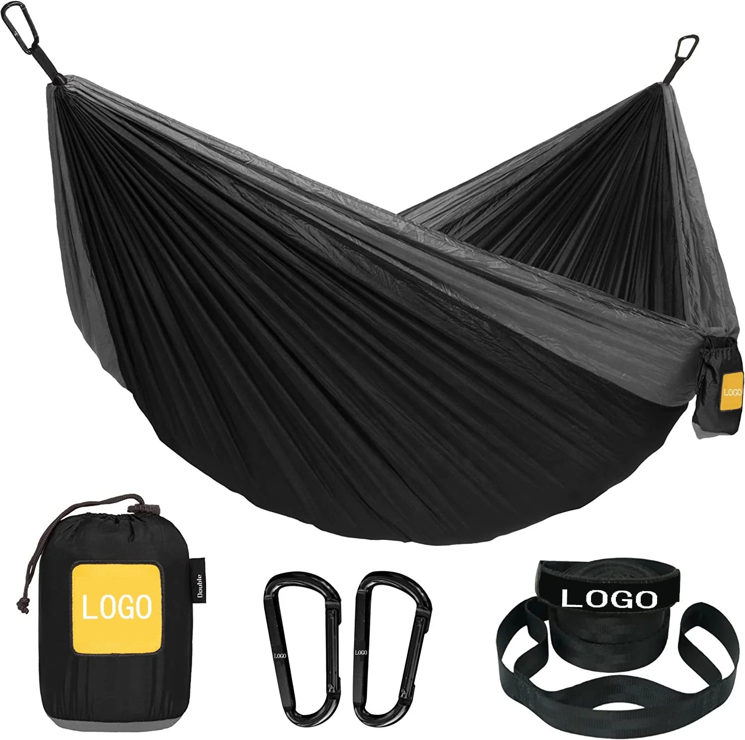 Manufacturer Camping Hammock Custom Logo Hiking Gear Ultralight Foldable Parachute Nylon Outdoor Portable Single Double Hammock