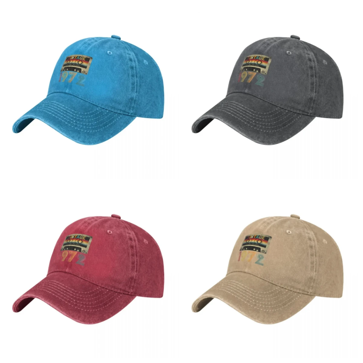 

Vintage 1972 51St Birthday Limited demin Cap Breathable Design Mens Hats Women's Baseball Cap
