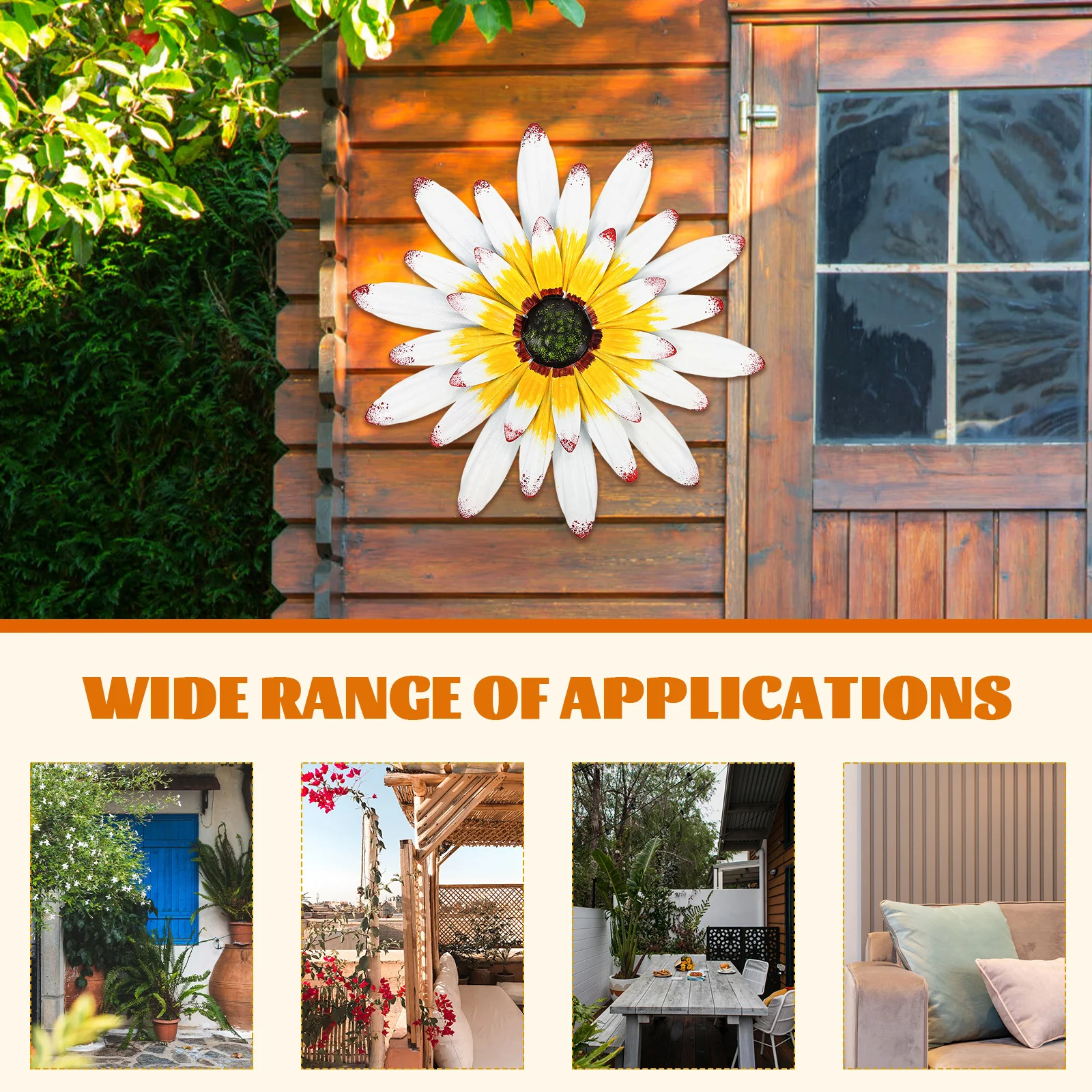 

Artificial Flower Decor Iron Hanging Sculpture For Living Room Balcony Garden Home Wall Art Craft Metal Flower Pendant Wall