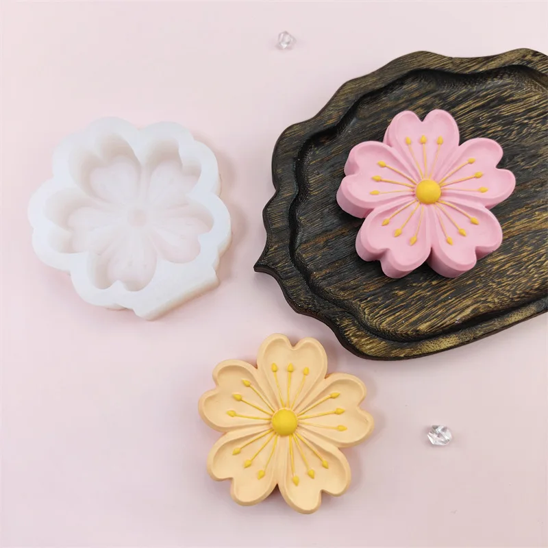 Cherry Blossom Modeling Silicone Mold, Household Homemade Chocolate Fondant Decoration Mold, Scented Candle Plaster Mold