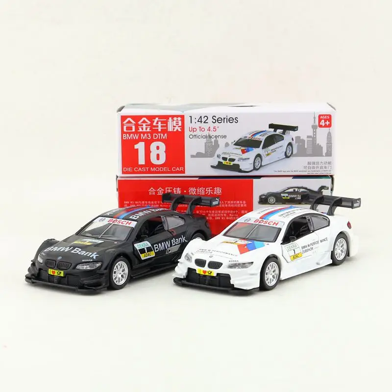 Diecast Metal Toy Model 1:42 Scale BMW M4 DTM Racing Car Pull Back Doors Openable Educational Collection Gift Kid Match Box