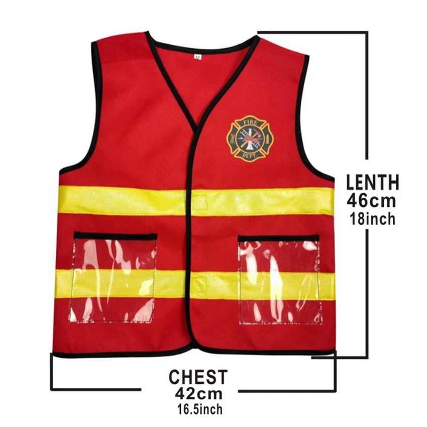 Fireman Vest Outfits Fire Axe Firefighter Cosplay Uniform Halloween Costumes Kids Fancy Dress Cap Carnival Clothes for 3-10 Year