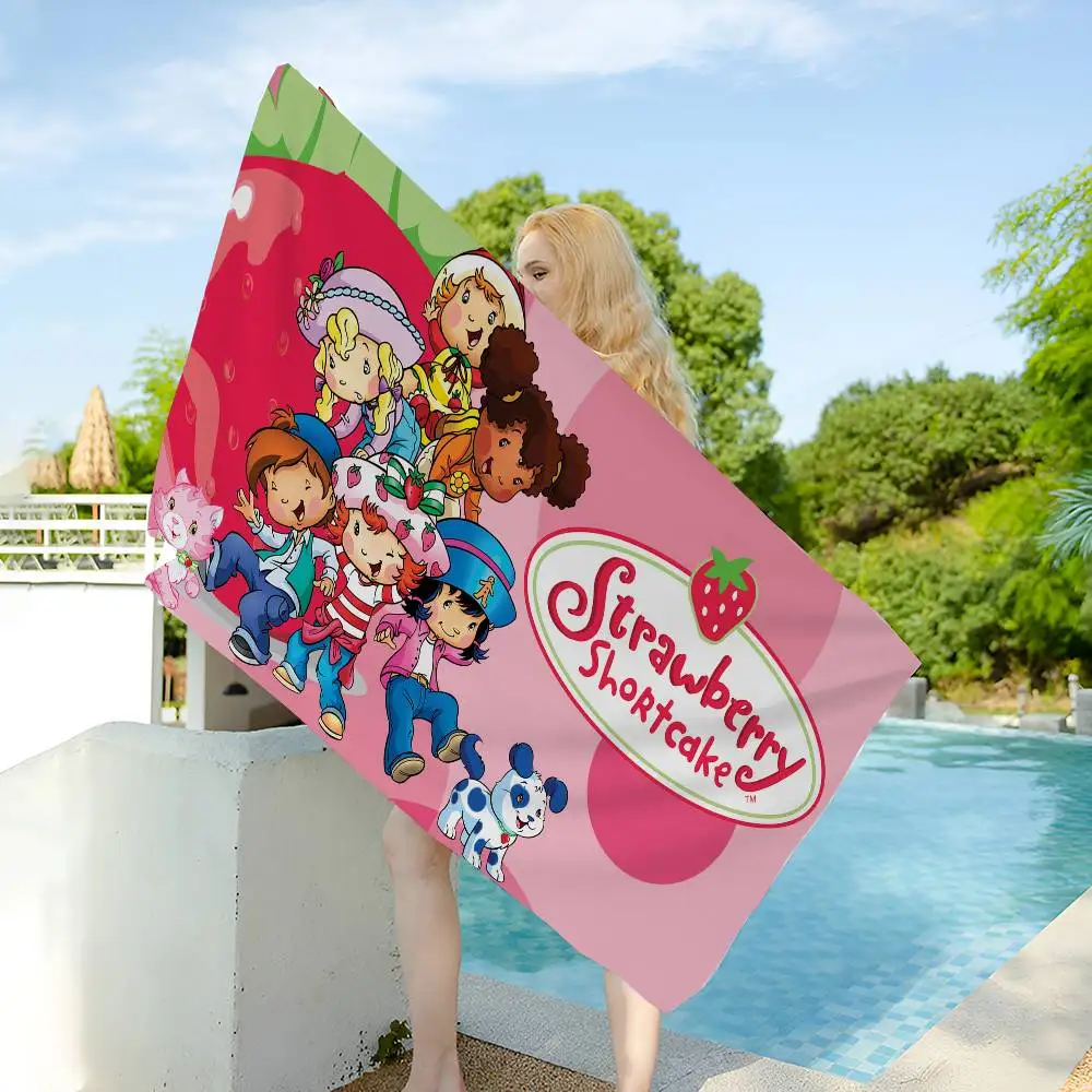 S-Strawberry-shortcake girl Microfiber Beach Towel Absorbent Quick dry Soft Yoga Swimming Resort Mountain Climbing Towel