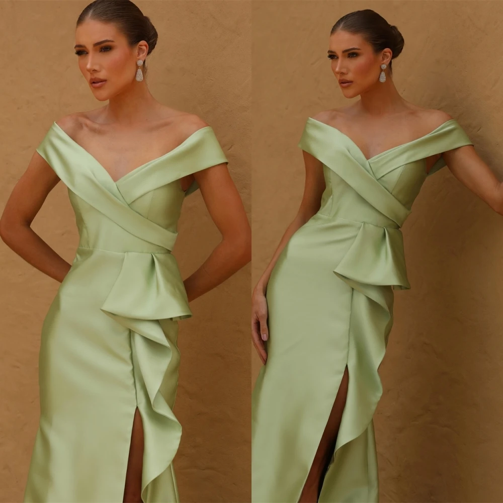 Robe de soirée sirène en Satin, personnalisée, gracieuse, col en v, robes de bal élégantes, robes d'occasion spéciale de tempérament