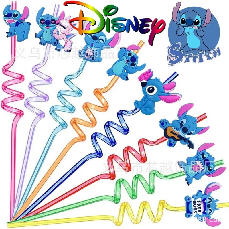 

8pcs/set Disney Stitch Reusable Straws Cute Anime Lilo & Stitch Birthday Party Decoration Supplies for Children Christmas Gifts