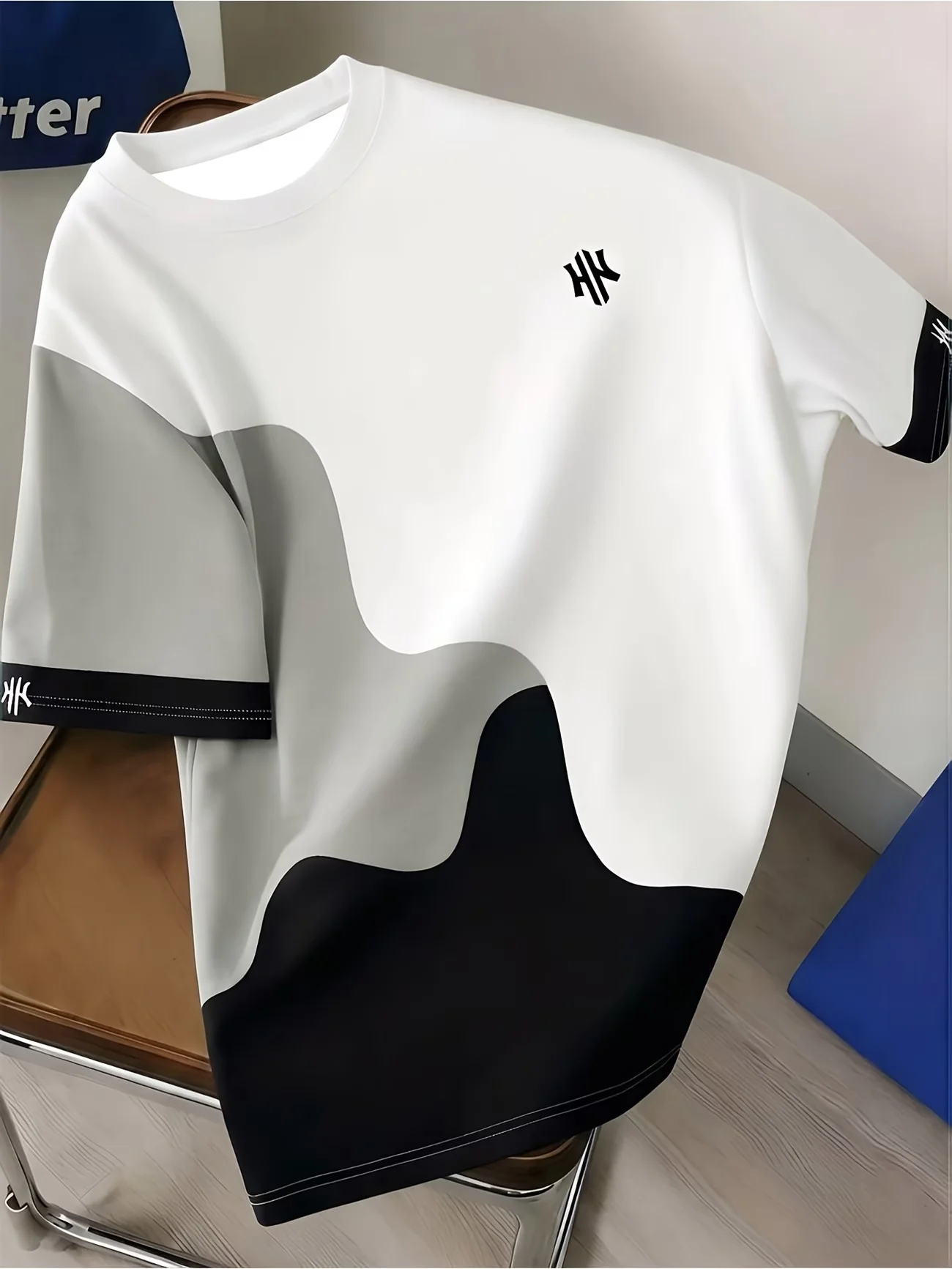 Men Crew Neck Short Sleeve T-Shirt Color Block Vertical Stripe  Print Casual Daily