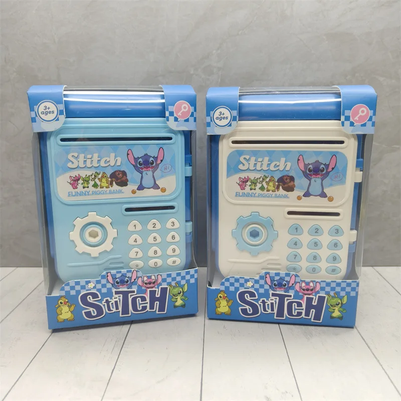 Stitch Piggy Bank مع قفل - صندوق أموال Lilo & Stitch الرسمي، وعاء توفير لطيف على شكل كائن فضائي للأطفال، هدية عيد ميلاد للأولاد