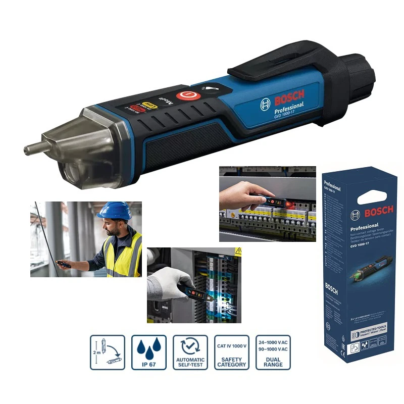 BOSCH GVD1000-17  Professional Non-contact Voltage Tester Rugged IP67 Rating Waterproof Dustproof Power Tool