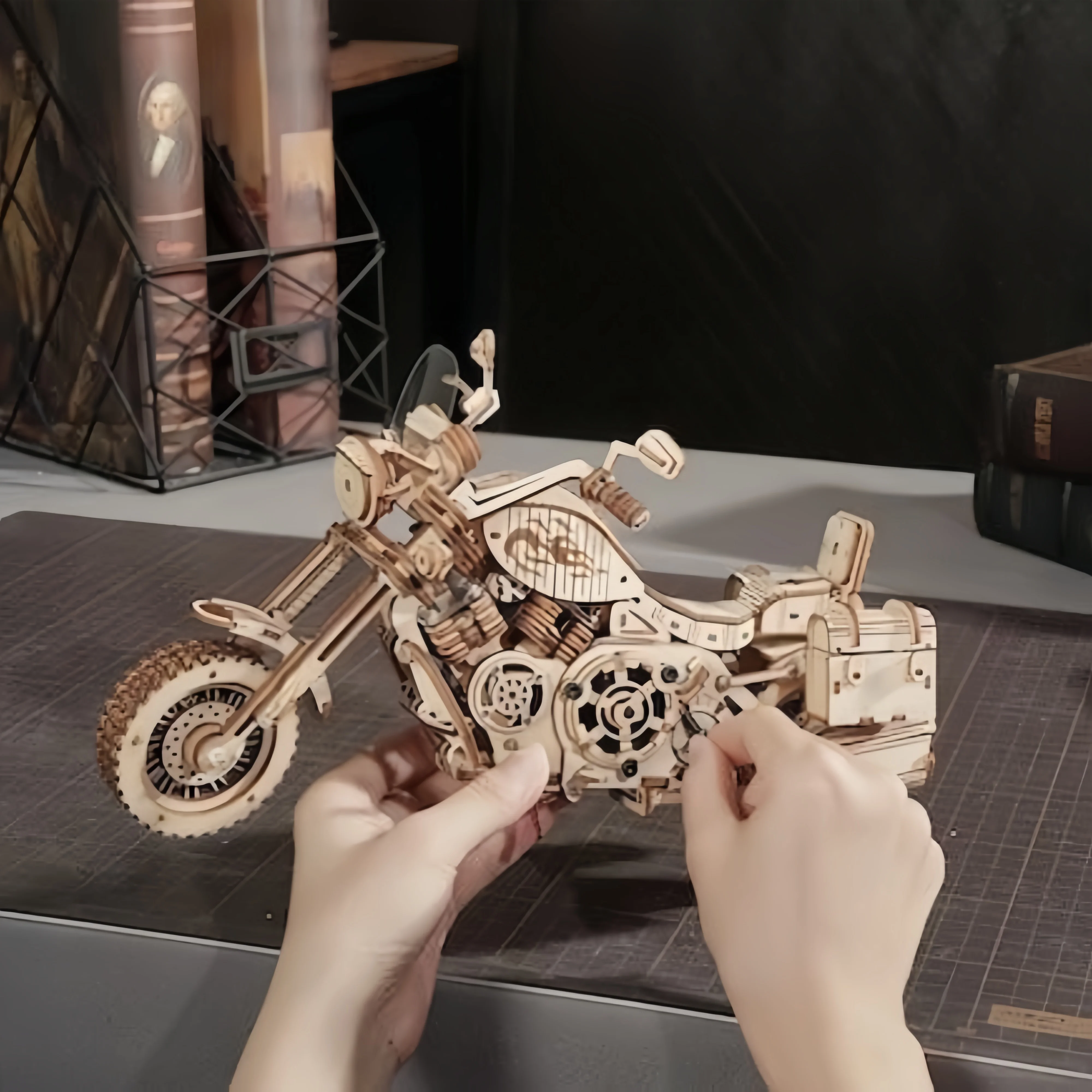 Rompecabezas 3D para adultos de 420 piezas, kit de modelo de coche, kit de modelo de madera de construcción para adultos, juego de construcción de engranajes mecánicos de motocicleta DIY, juguetes