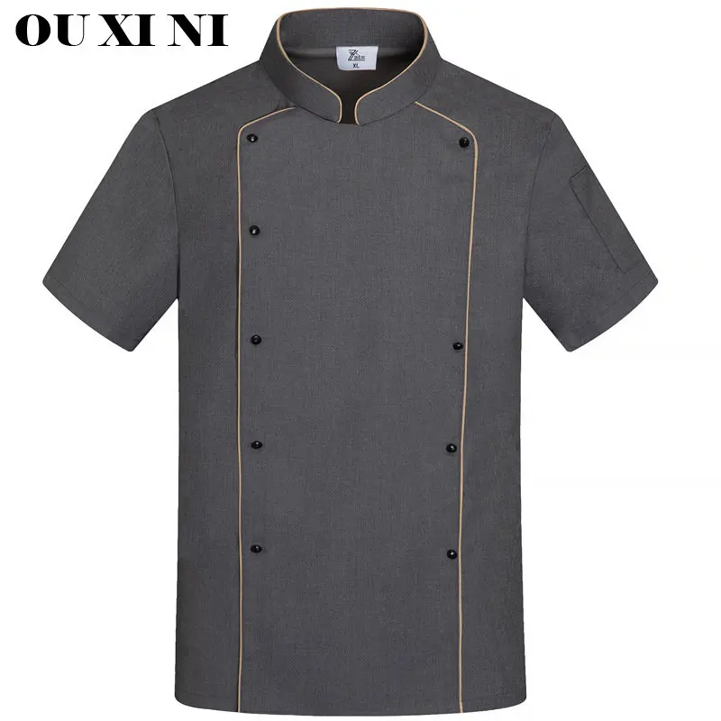 High quality Men's kitchen Jackets Summer Professional Cook Uniform Catering Hotel Chef Costume Cafe Bakery Waiter Overalls