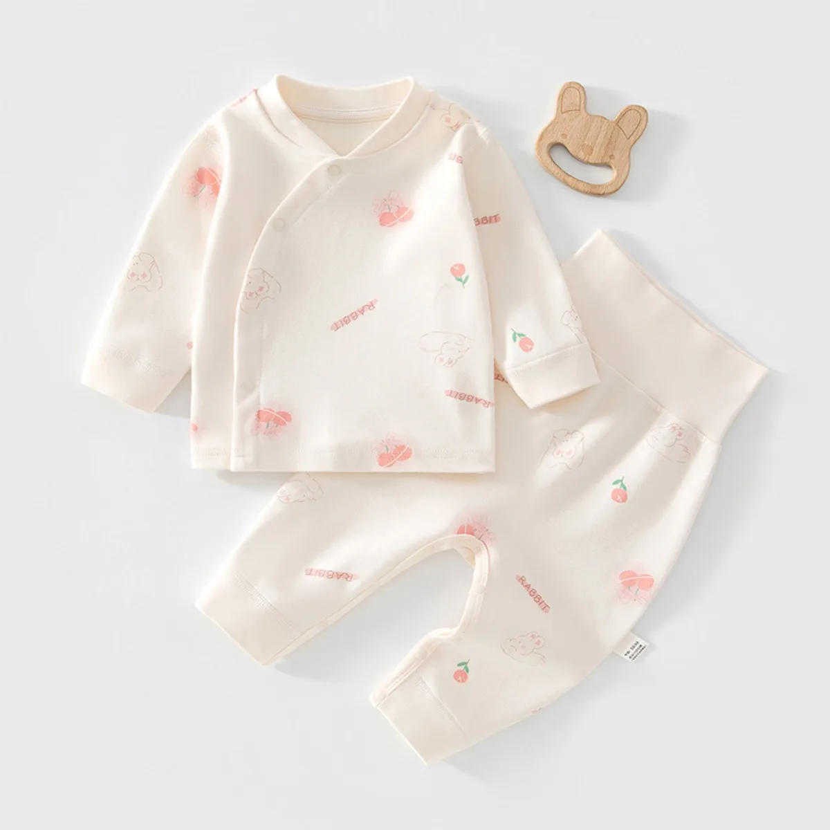 Conjunto de Ropa de Bebé de Algodón Puro Suave, Ropa de Dormir Transpirable para Bebés, Pantalones de Cintura Alta con Protección para el Vientre, para Niños y Niñas de 0 a 18 Meses