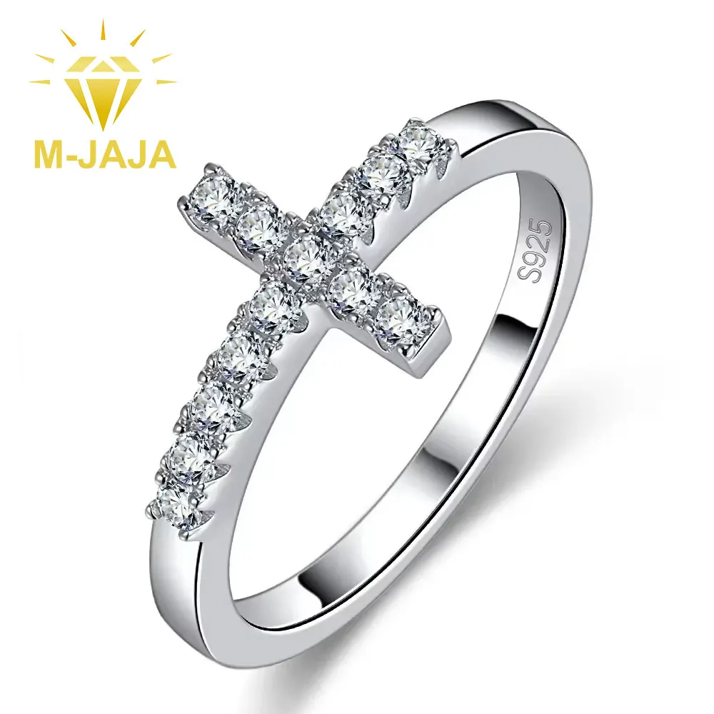

M-JAJA Moissanite Ring Original 925 Sterling Silver 3mm D Color VVS1 Cross Wedding Bands for Women Couple Promise Rings Jewelry