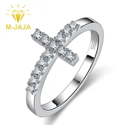 M-JAJA Moissanite Ring Original 925 Sterling Silver 3mm D Color VVS1 Cross Wedding Bands for Women Couple Promise Rings Jewelry