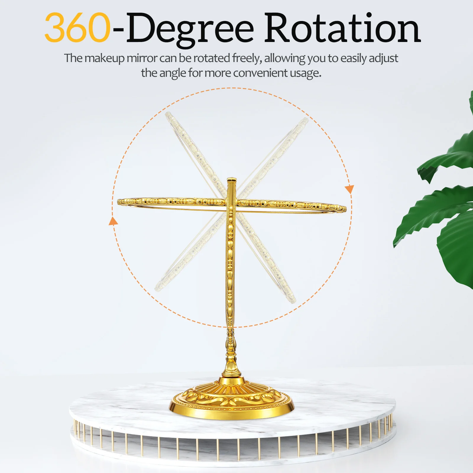 Espejo de doble cara con espejos de tocador con marco dorado vintage para maquillaje ovalado de escritorio