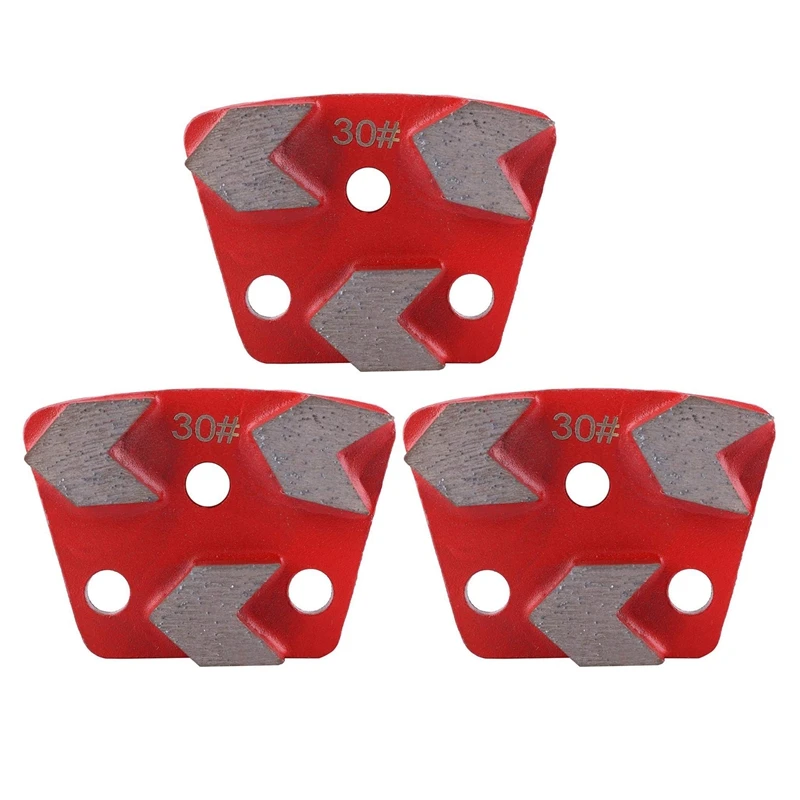 

3Pcs Trapezoid Diamond Grinding Disc Pad 30 Grit Metal Bond Scraper For Grinder Floor Concrete