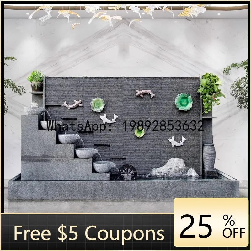 LYY     Natural Stone  Fountain Courtyard Waterfall Water Feature Company Screen Villa Water Curtain Wall Landscape Stone