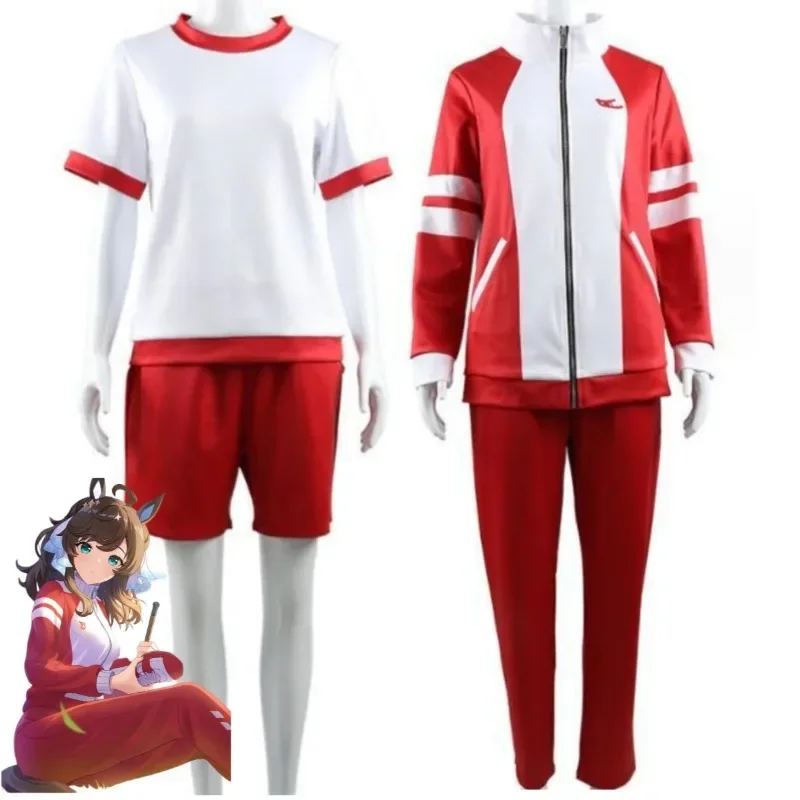 Anime hübsche Derby Cosplay Kostüm Umamusume Training Colleges Schuluniform Aports Frauen Mantel T-Shirt Hosen Halloween Kostüme