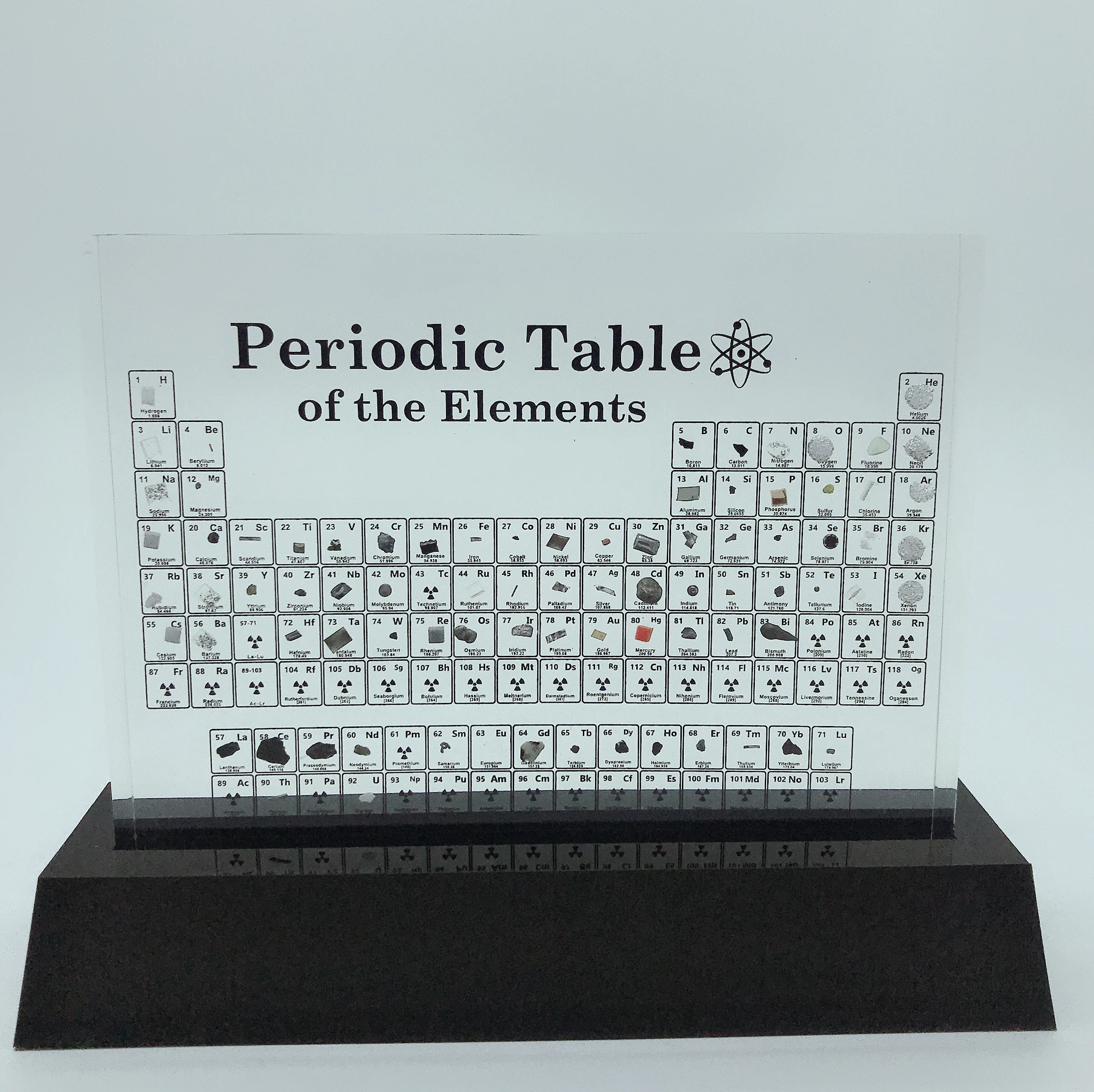 

Free Shipping Items Chemistry TeachingTool Acrylic Periodic Table With 83 Kind Real Elements Sample Display School Supplies