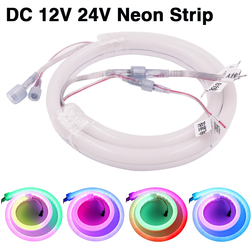 

DMX512 512IC Dream Color RGB неоновая полоса DC 12V 24V Водонепроницаемая силиконовая трубка гибкая лента веревка светодиодный