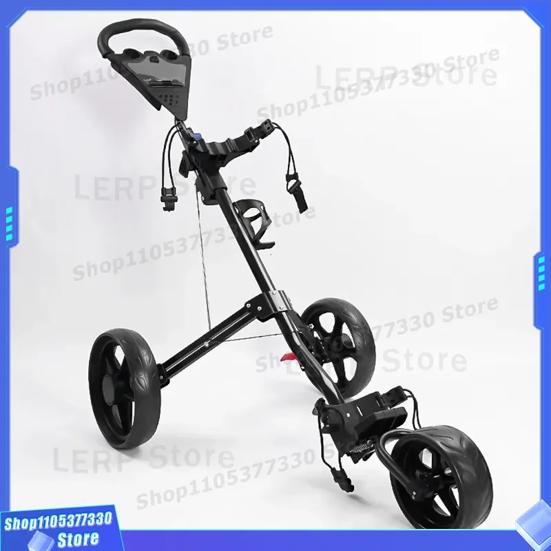 Foldable Golf Cart Trolley Three Wheel Ball Bag Storage Push Pull Carrier Lightweight Portable Equipment Accessories For