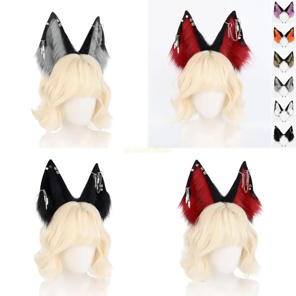 31BF شخصية لعب دور الحيوان الأذن Headbands لينة أفخم الذئب الأذن هيرباند الشعر الديكور لعشاق زي #1