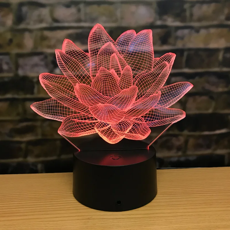 Acrylic Lotus LED Night Light 16 Colors Changing USB 3D Table Lamp Remote Bedroom Nightlight Child Birthday Gift Room Decor Home