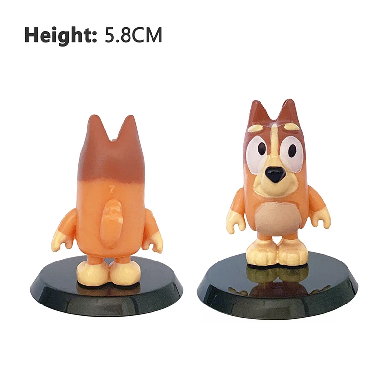 Bluey Bingo Figure Anime Dolls Friend With Base Cute Dog Family Bluey Action Figure Model Statue Decoration Kids Christmas Toys