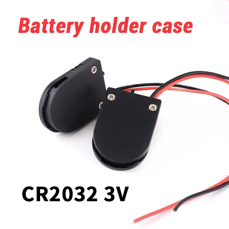 5Pcs Battery Holder Box Cr2032 3V 2032 Button Single Slot Batteries Storage Case with Switch Lead White Black Transparent