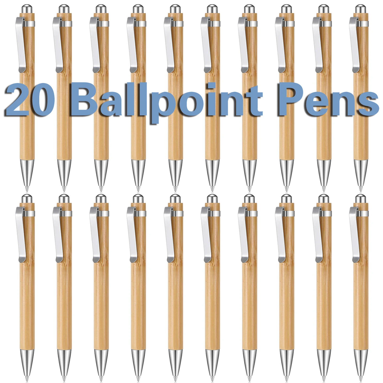 

20Pcs Bamboo Wood Ballpoint Pen 1.0mm Blue Black Ink Signature Ball Pen School Wrting Stationery