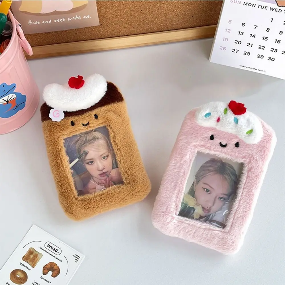 Kpop Idol Dessert Photocard Holder Fluffy Korean Style INS Bus Card Holder Cartoon Card Sleeve Plush Kpop Photocard Holder Lady