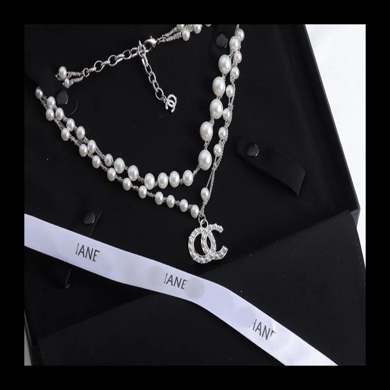 Xiaoxiangfeng Double C مطعمة اللؤلؤ Double C قلادة الموضة الراقية تصميم المتخصصة سلسلة سترة #2