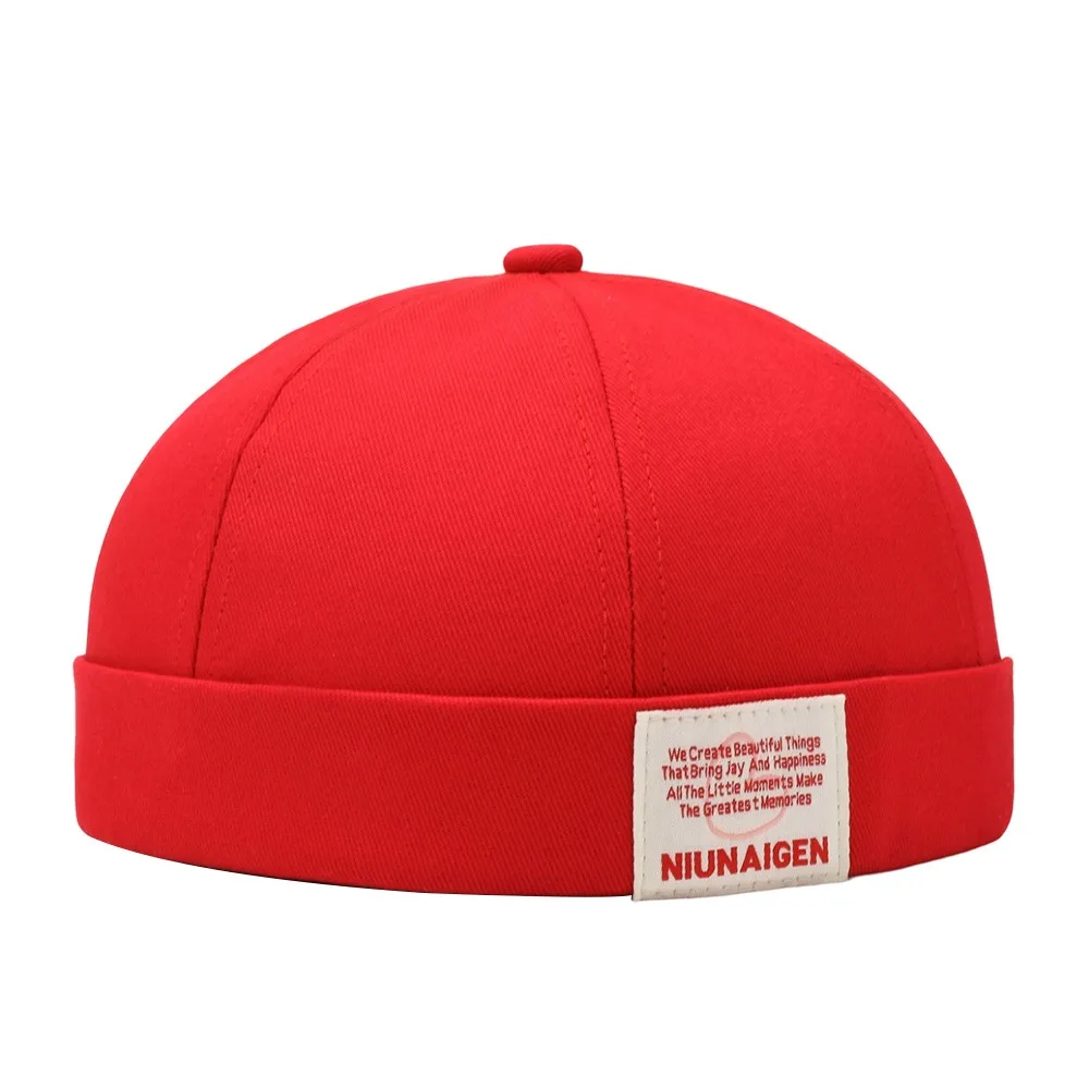 Fashion Hip Hop Beanie Street Hat Letter Embroidery Adjustable Skullcap Solid Color Casual Brimless Docker Cap for Men Women