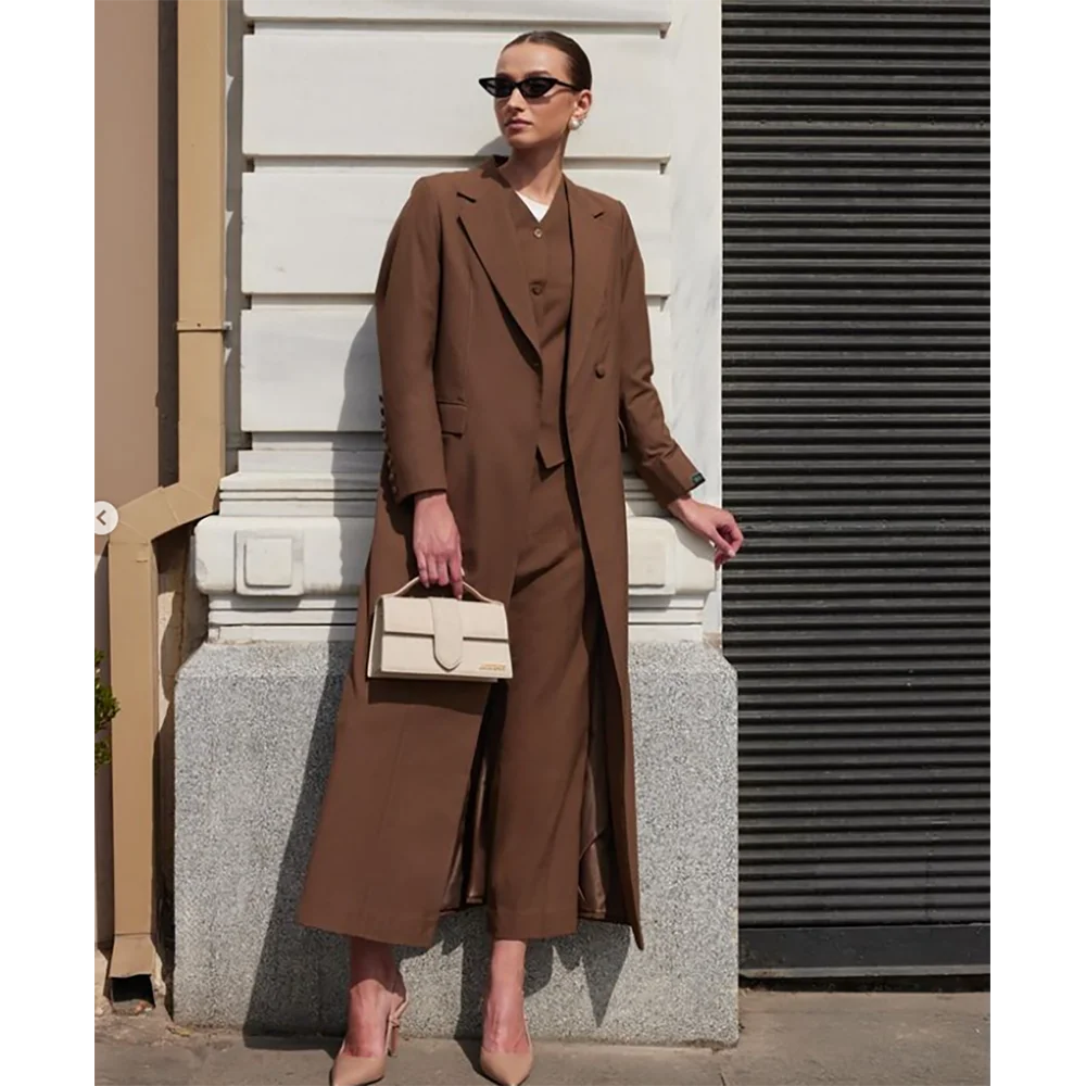 Chaqueta larga ajustada clásica para mujer, abrigo de diario, vestido Formal hasta el tobillo, moda