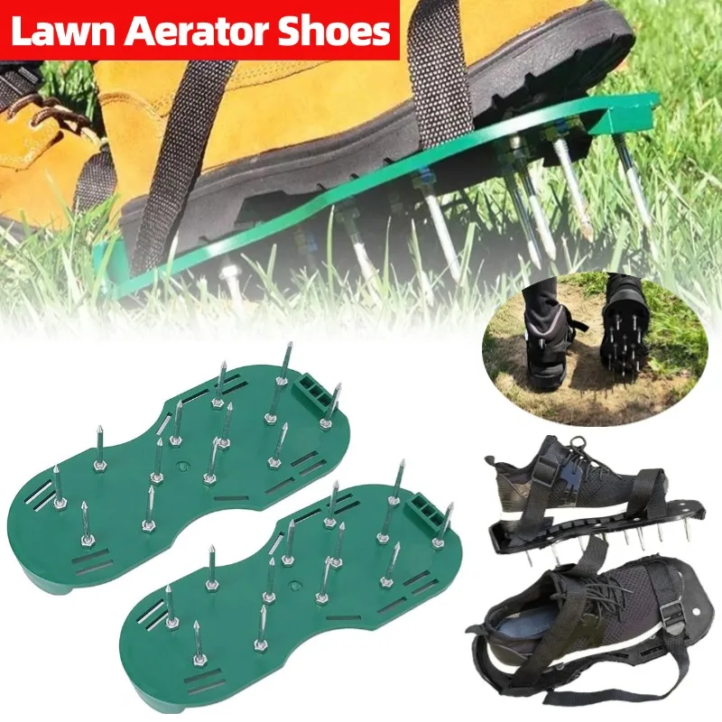 

1 Pair Grass Spiked Gardening Walking Lawn Aerator Sandals Nail Shoes Yard Garden Aerating Lawn Soil Tool with Adjustable Strap