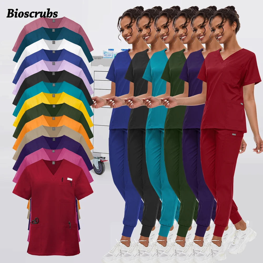 หลากสีช่างทําเล็บเครื่องแบบทํางานทางการแพทย์คลินิกเสื้อผ้าคลินิกทันตกรรมเครื่องแบบพยาบาลขัดชุดร้านขายสัตว์เลี้ยง Lab Workwear