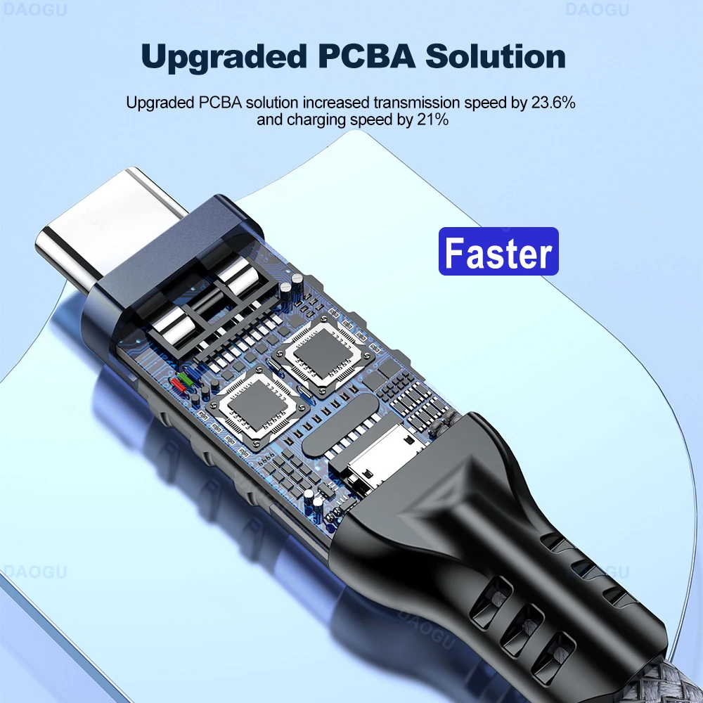 Fotografia 5: Cabo de Dados de Alta Qualidade 10Gbps com Transmissão Rápida USB 3.2 Tipo C, Cabo de Carregamento Rápido 3A 60W para Celular e SSD