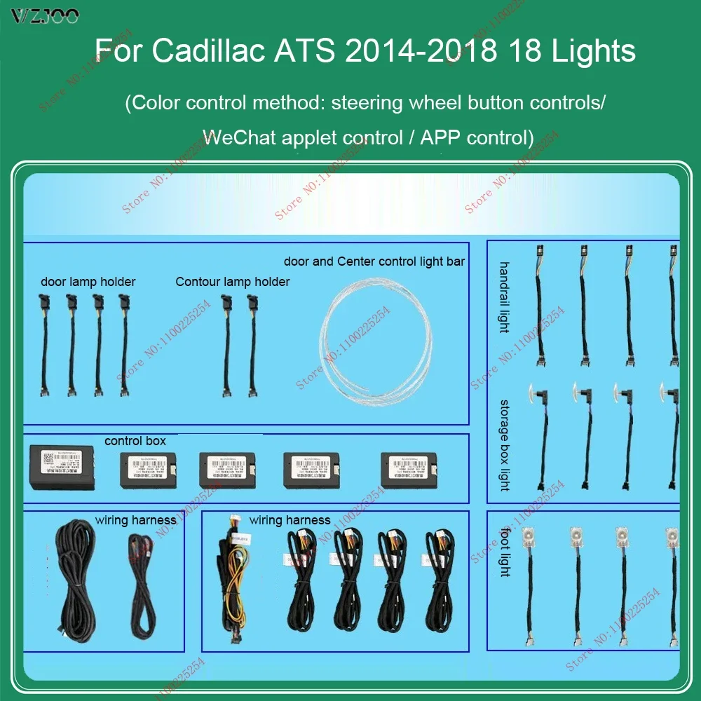 Ambient light For Cadillac ATS 2014-2018 Button Control Decorative Ambient Light 64-Color Atmosphere Lamp illuminated LED Strip