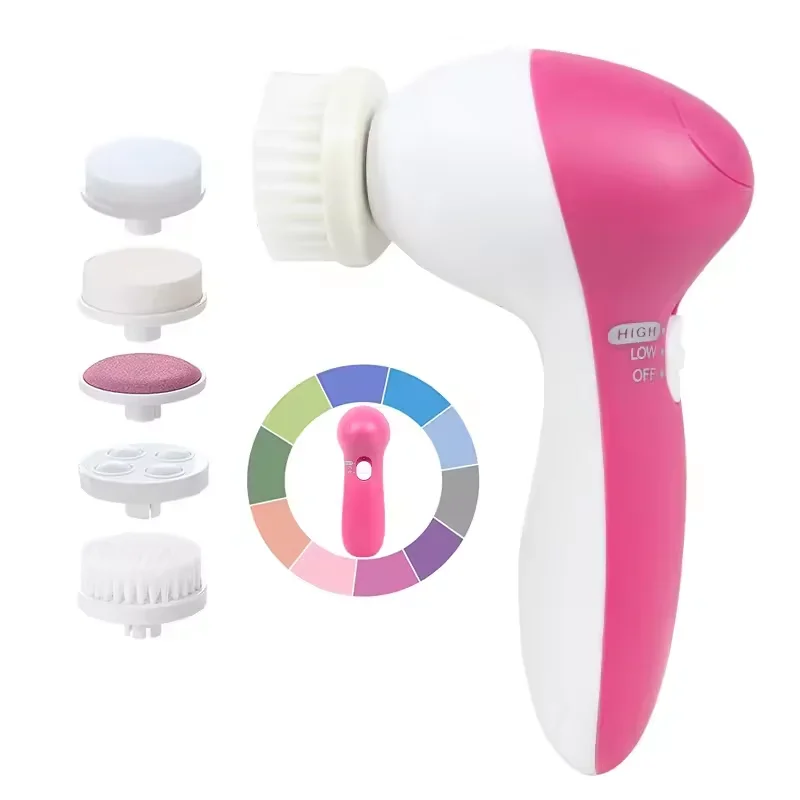 Cepillo de limpieza facial exfoliante eléctrico 5 en 1, herramienta de tratamiento de belleza para masaje de cuidado de la piel de Spa, limpiador de poros.