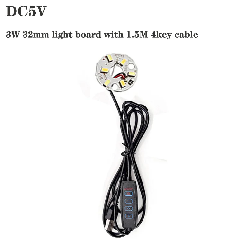 1pcs 3colors Input 5V USB Dimmable LED 5730 SMD 3W 6W 10W  Light Board Light Source with  4keys 1.5m Cable Controller