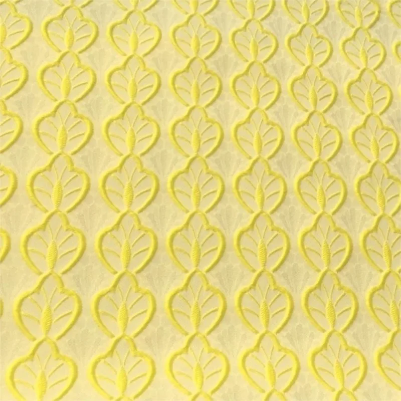 Textured yellow leaf embossed jacquard fabric geometric women's shoe and bag
