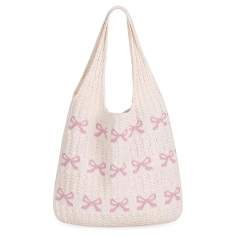 

Sightor Crochet Tote Bag Mesh Beach Bag Knit Summer Hobo Bag Vacation Boho Tote Bag for Women