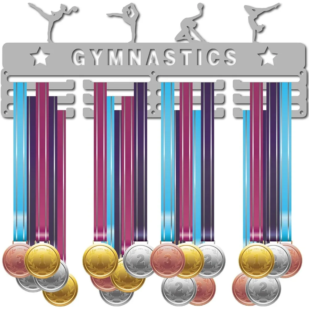 Medal Holder Gymnastics Display Hanger Over 60 Medals Rack Sports Awards Metal Lanyard Holder Rack Sturdy Wall Mounted